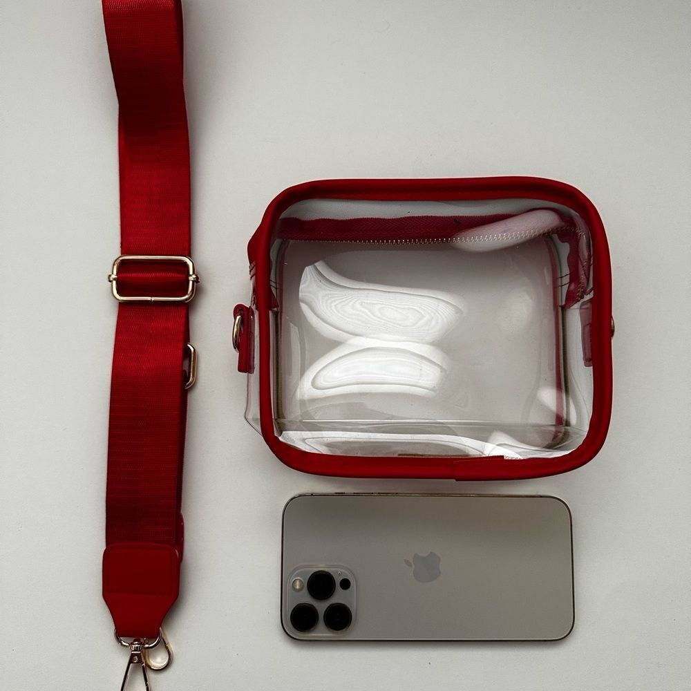 Red & Clear Stadium Crossbody Bag